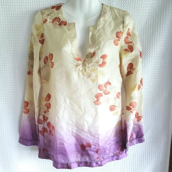 Lucky Brand Silk long sleeve tunic top XS - Picture 2 of 7